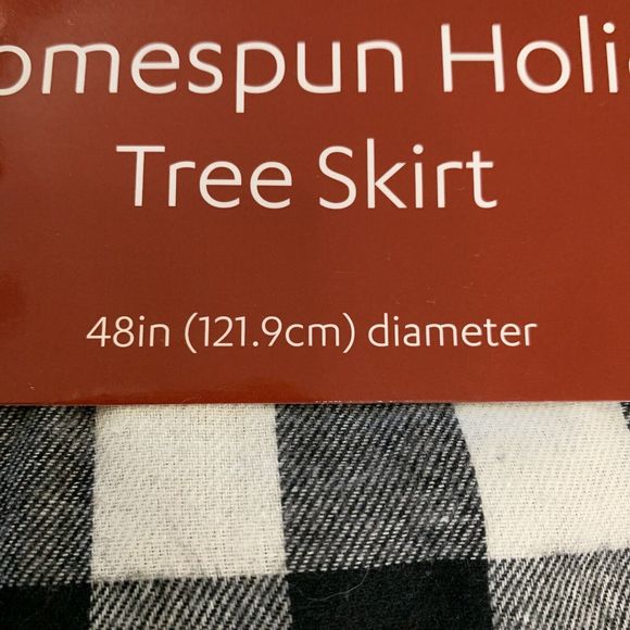 Christmas Tree Skirt Flannel Buffalo Check Plaid Black White 48in Farmhouse Cozy - Picture 5 of 7